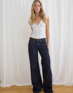 Low Rise Slouchy Flare Jeans in Indigo