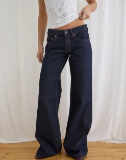 Low Rise Slouchy Flare Jeans in Indigo