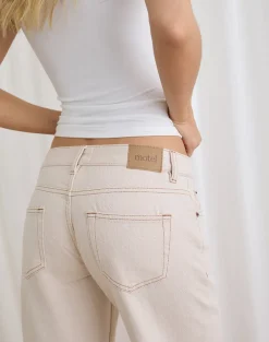Low Rise Slouchy Flare Jeans in Twill Off White