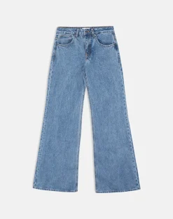Low Rise Slouchy Flare Jeans in Blue Stone