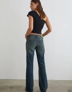 Low Rise Twisted Seam Jeans in Dirty Green