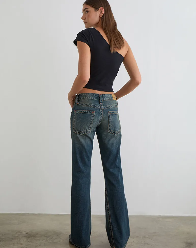 Low Rise Twisted Seam Jeans in Dirty Green