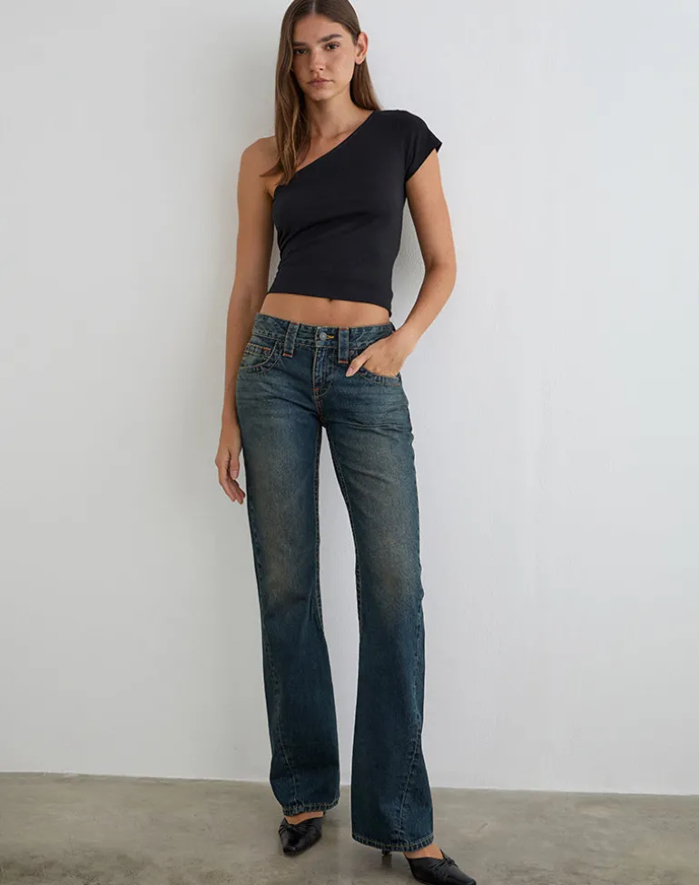 Low Rise Twisted Seam Jeans in Dirty Green