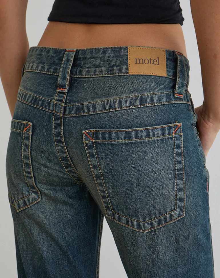 Low Rise Twisted Seam Jeans in Dirty Green