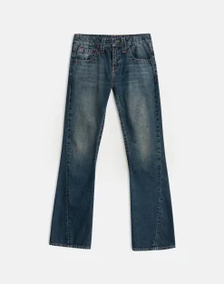 Low Rise Twisted Seam Jeans in Dirty Green