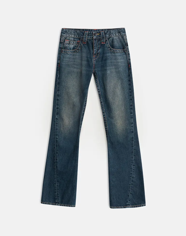 Low Rise Twisted Seam Jeans in Dirty Green