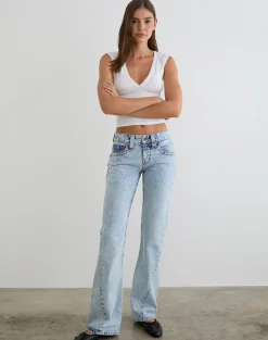 Low Rise Twisted Seam Jeans in 80's Blue Wash