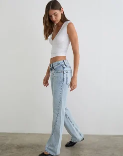 Low Rise Twisted Seam Jeans in 80's Blue Wash