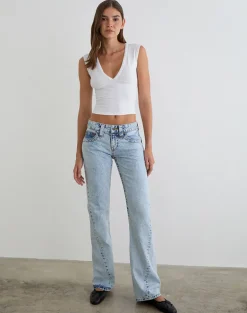Low Rise Twisted Seam Jeans in 80's Blue Wash