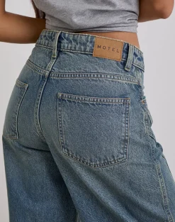 Low Slung Roomy Jeans in Vintage Blue Green