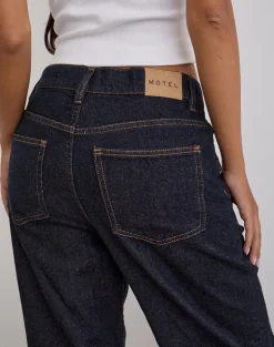 Low Slung Slim Parallel Jeans in Indigo