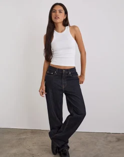 Low Slung Slim Parallel Jeans in Indigo