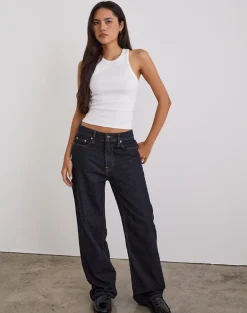 Low Slung Slim Parallel Jeans in Indigo