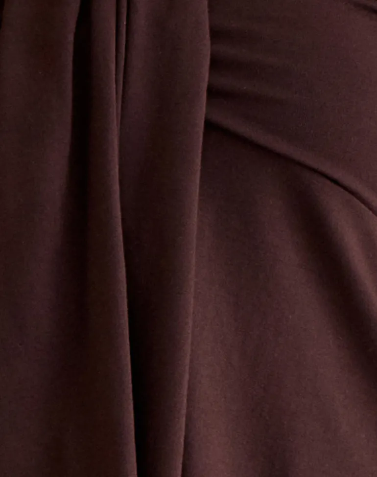 Lue Halterneck Top in Rayon Jersey Chocolate Brown