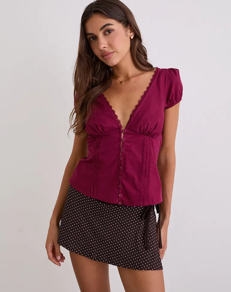 Luel Wrap Skort in Micro Polka Brown