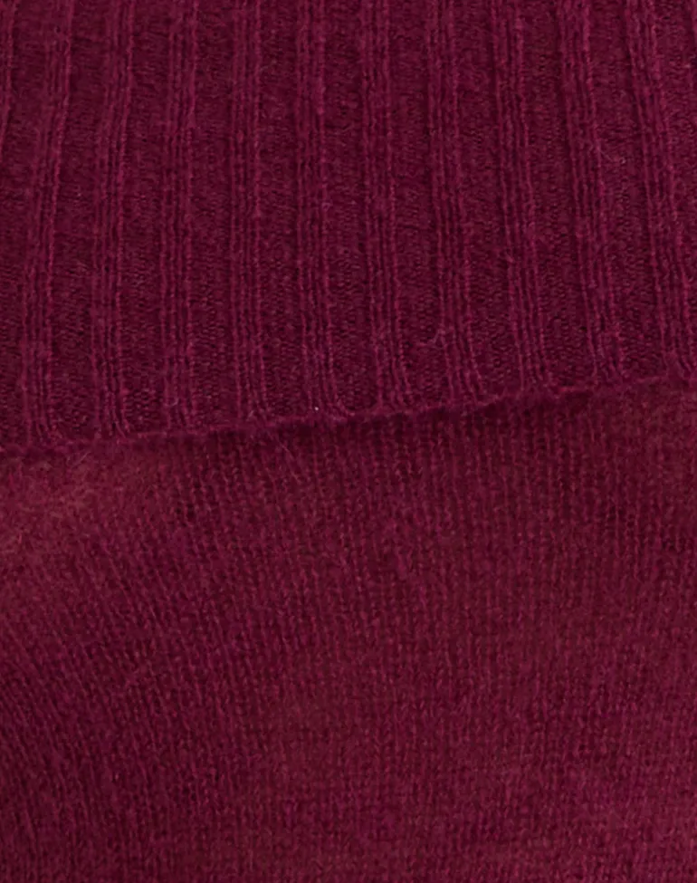 Lune Bardot Jumper in Knit Wine
