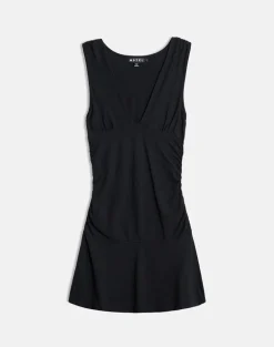 Luscian Plunge Mini Dress in Black