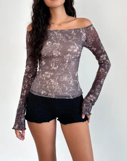 Lutana Top in Batik Botanical Brown