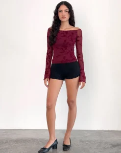 Lutana Top in Botanical Flower Maroon