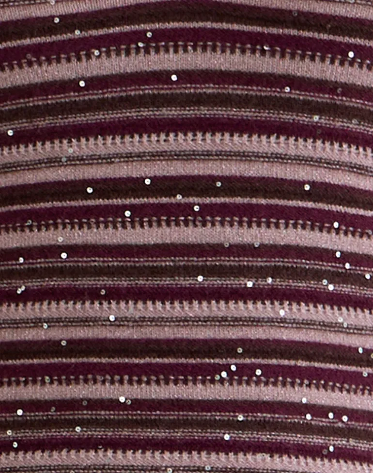 Lycia Plunge Top in Glitter Knit Striped Purple
