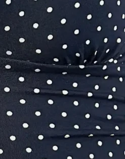Lycia Plunge Top in Micro Polka Navy