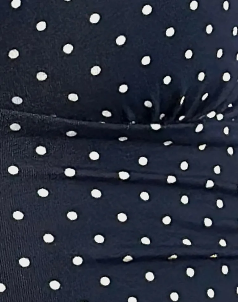Lycia Plunge Top in Micro Polka Navy