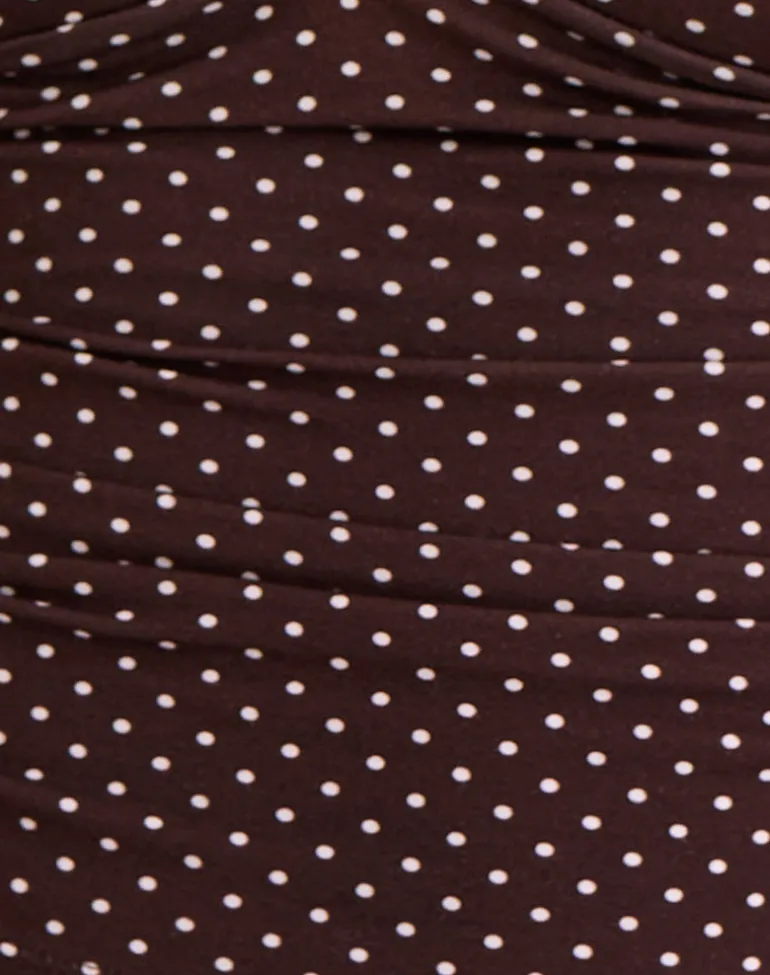 Lycia Plunge Top in Micro Polka Brown