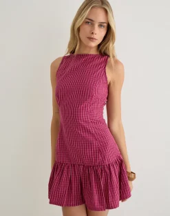 Maelah Dress in Raspberry Shadow Check