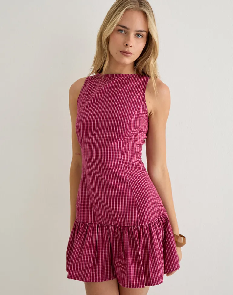 Maelah Dress in Raspberry Shadow Check