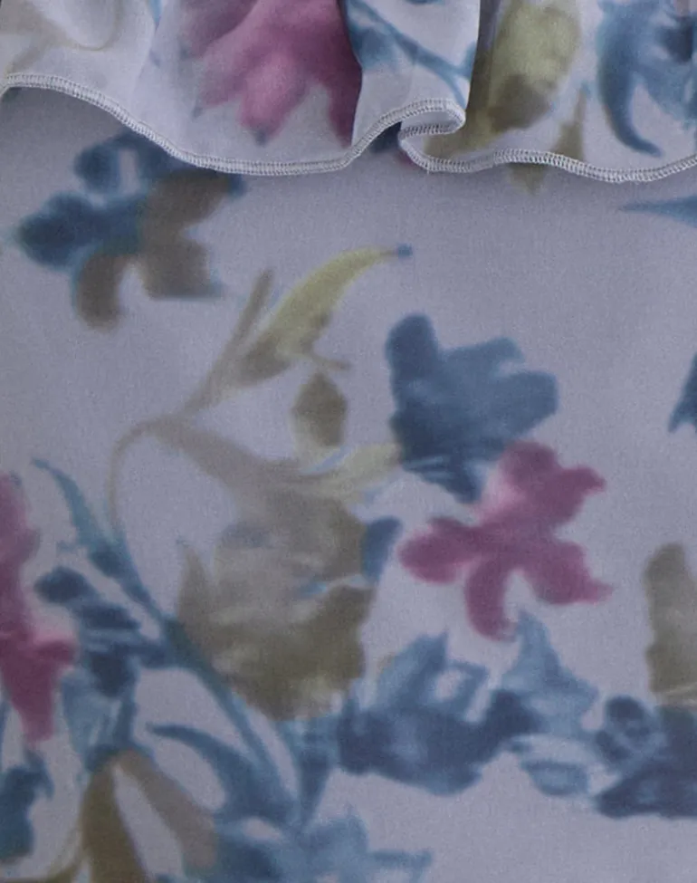 Maitra Cami Top in Chiffon Shadow Lily Blue