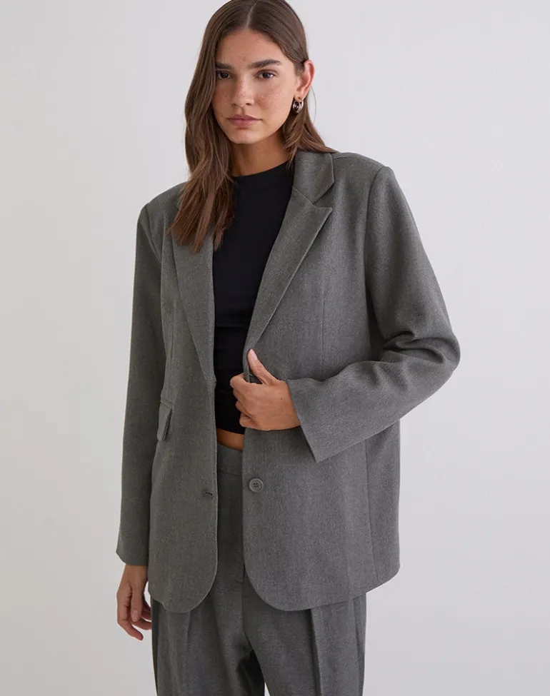 Maiwa Textured Tailoring Blazer in Charcoal