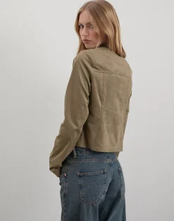 Mandy Jacket in Faux Suede Walnut