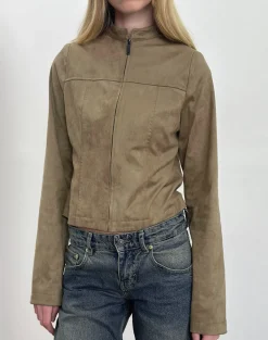 Mandy Jacket in Faux Suede Walnut