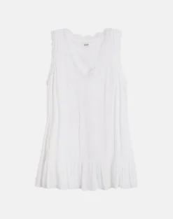 Manika Plunge Babydoll Mini Dress in Rayon White