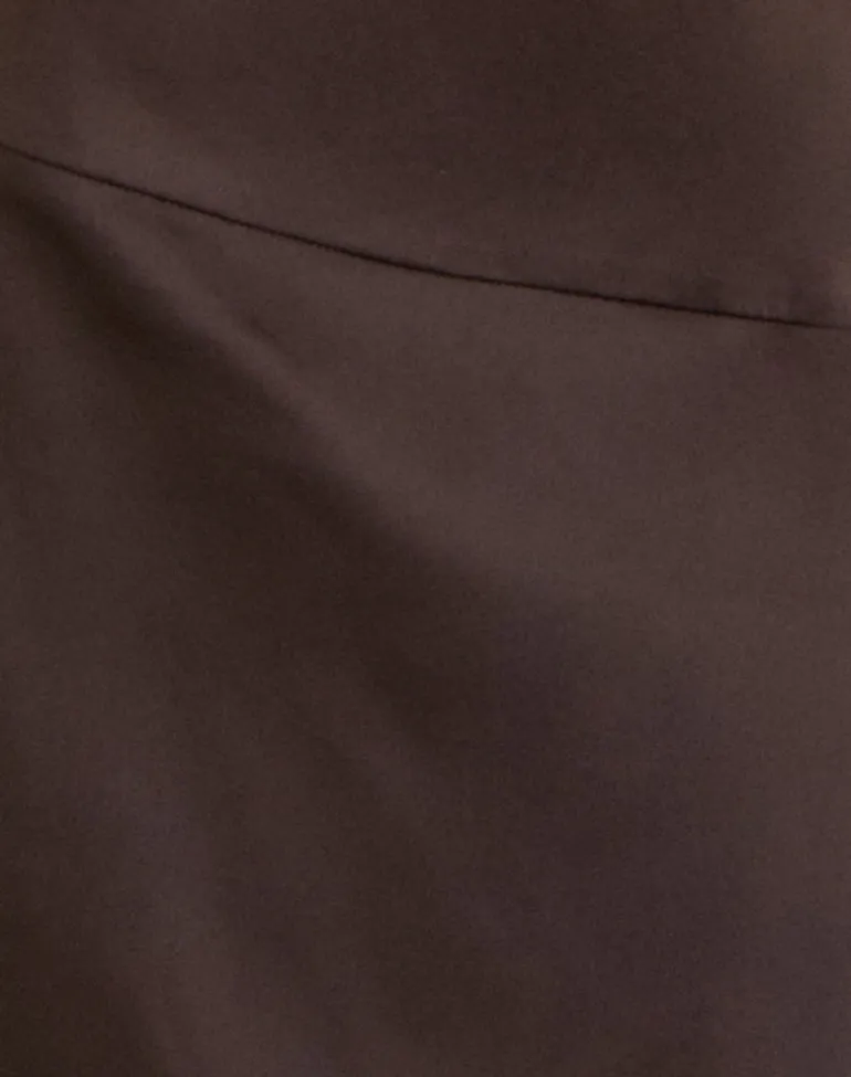 Manyala Midi Skirt in Satin Dark Brown