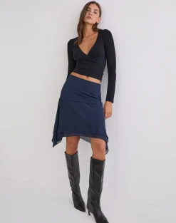 Marella Midi Skirt in Chiffon Blue Graphite