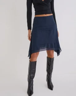 Marella Midi Skirt in Chiffon Blue Graphite