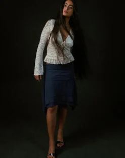 Marella Midi Skirt in Chiffon Blue Graphite