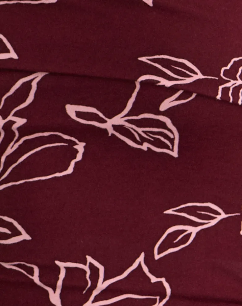 Marga One Shoulder Top in Outline Rose Maroon