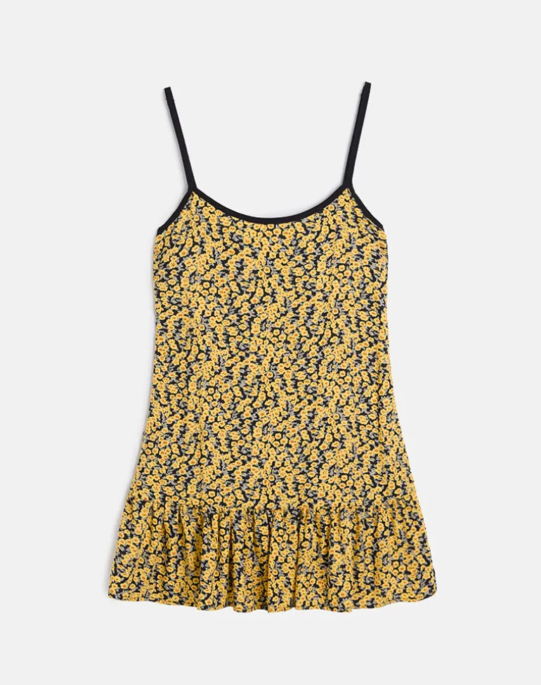 Marige Roundneck Mini Dress in Mini Bloom Yellow