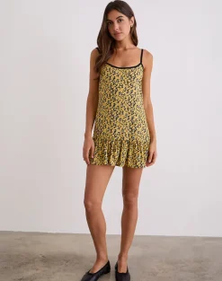 Marige Roundneck Mini Dress in Mini Bloom Yellow