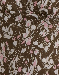 Mariko Dress in Brown and Pink Polka Flower Chiffon