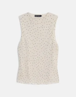 Marista Top in Cream Polka Mesh Plisse