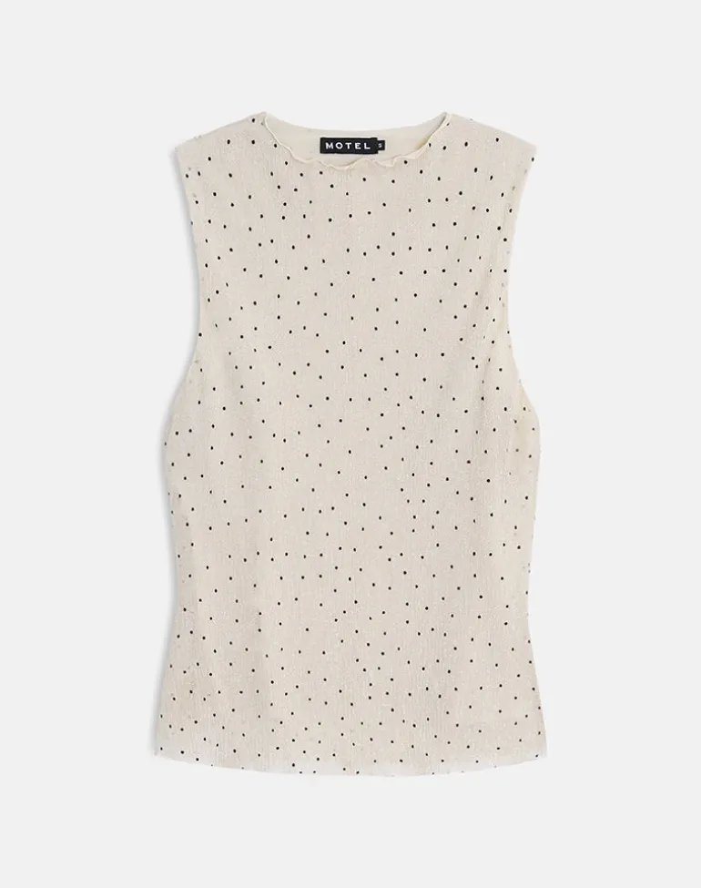 Marista Top in Cream Polka Mesh Plisse