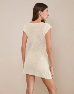 Mariza Mini Dress in Pointelle Ivory