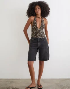 Marsina Halterneck Top in Ditsy Floral Bronze