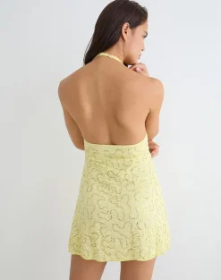 Marty Mini Dress in Drape Sequin Lace Lime