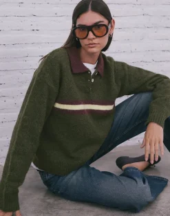 Marvina Jumper in Knit Green with Yellow Stripe