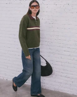 Marvina Jumper in Knit Green with Yellow Stripe