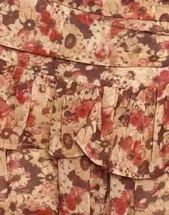 Masama Frill Mini Skirt in Chiffon Rusty Flower
